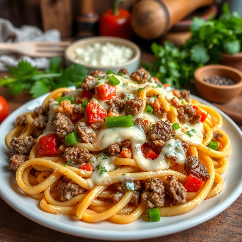 Philly Cheesesteak Pasta Origin