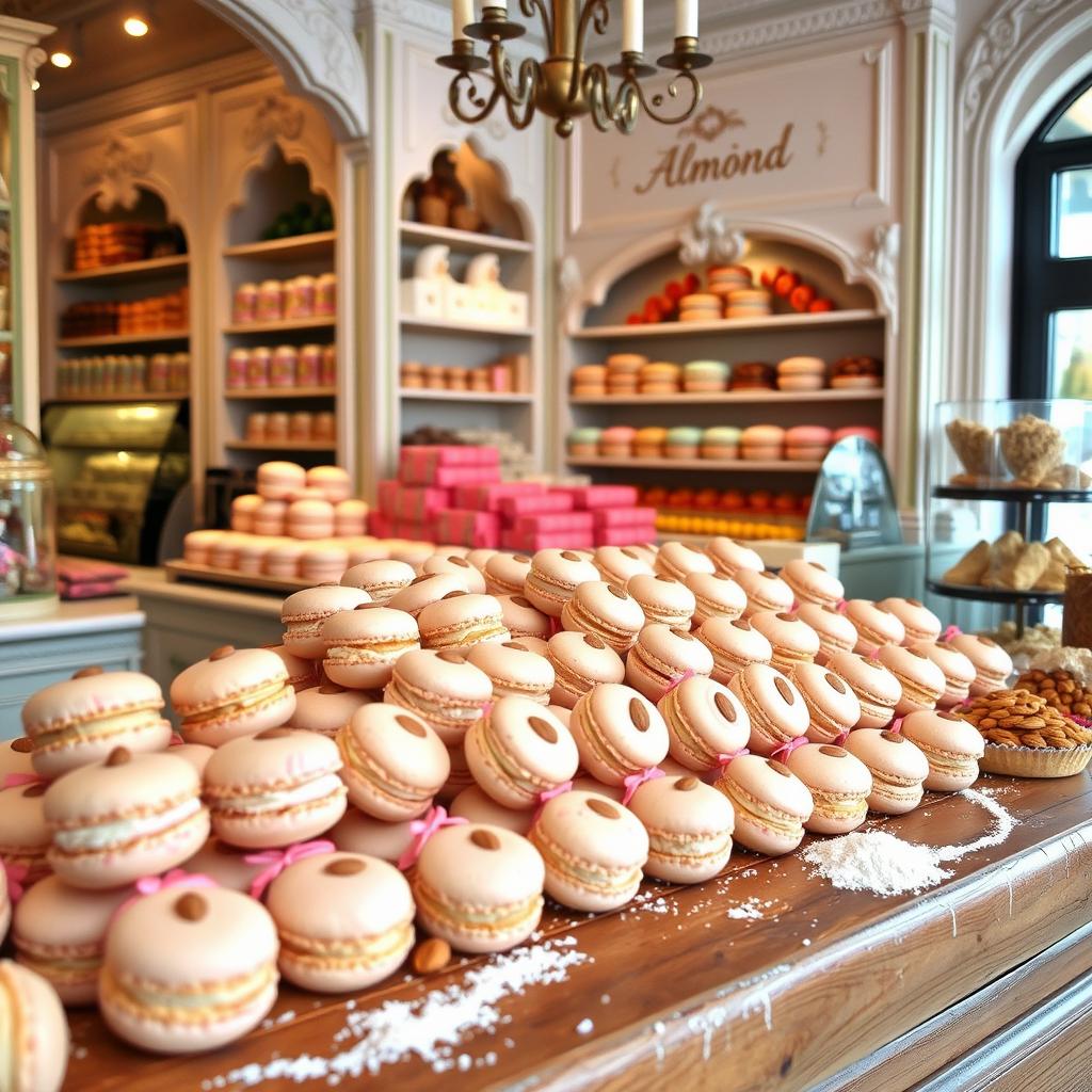 Traditional Almond Macaroons in French Bakery