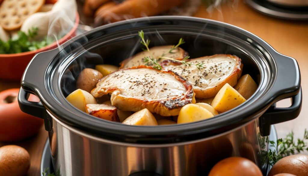 crock pot pork chops and potatoes