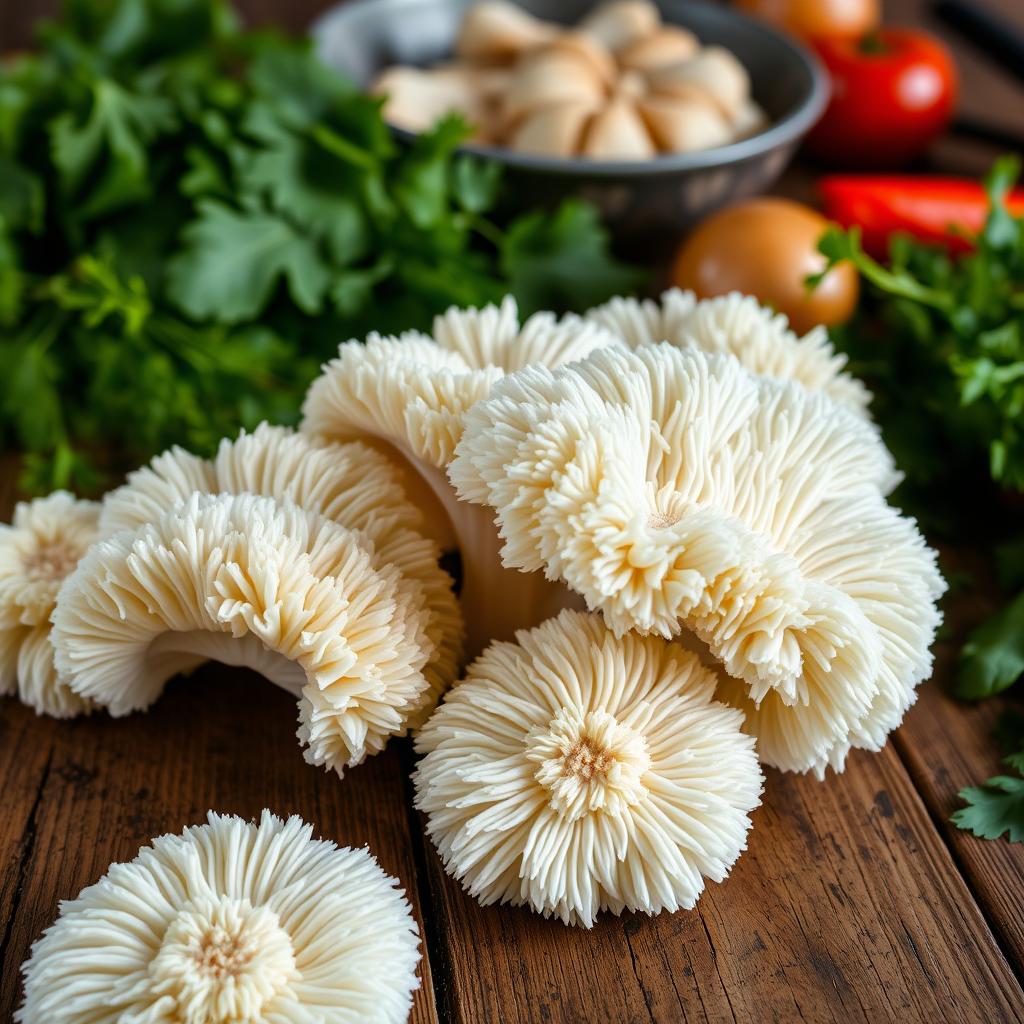 fresh lion's mane mushrooms