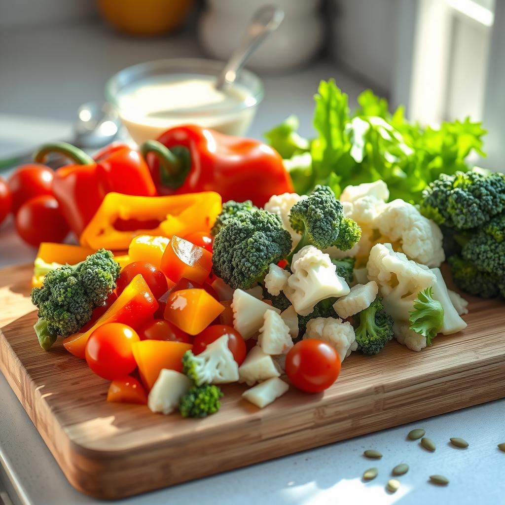 Broccoli Cauliflower Salad Preparation