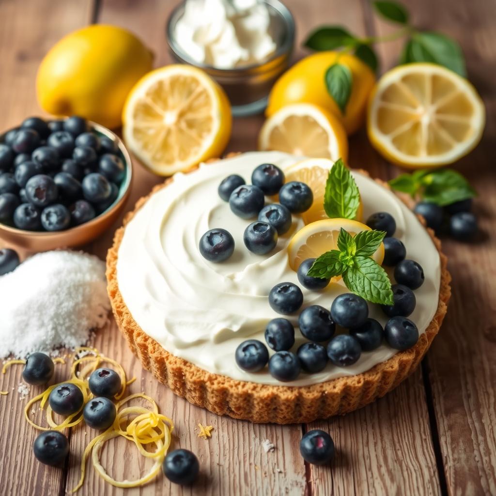 Ingredients for Lemon Blueberry Cheesecake