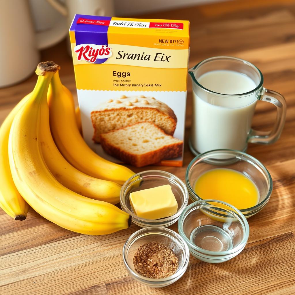 Ingredients for Moist Banana Bread with Cake Mix