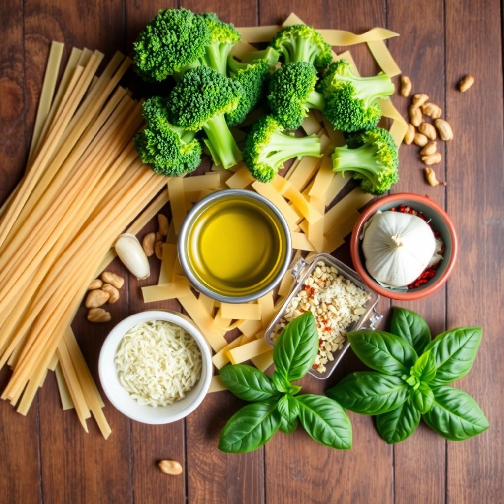 Ingredients for Pasta and Broccoli Meatless Meal