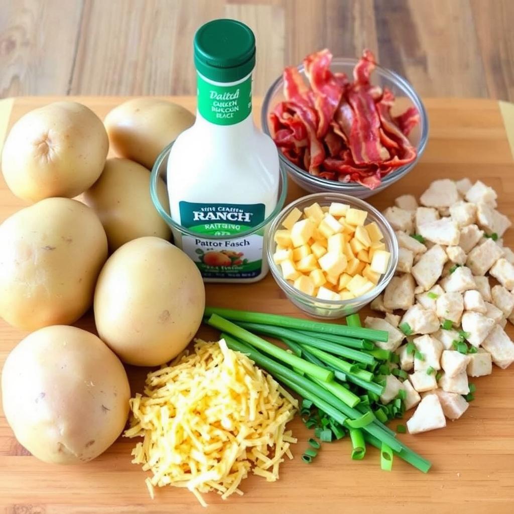 Ingredients for Potato Bacon Ranch Casserole