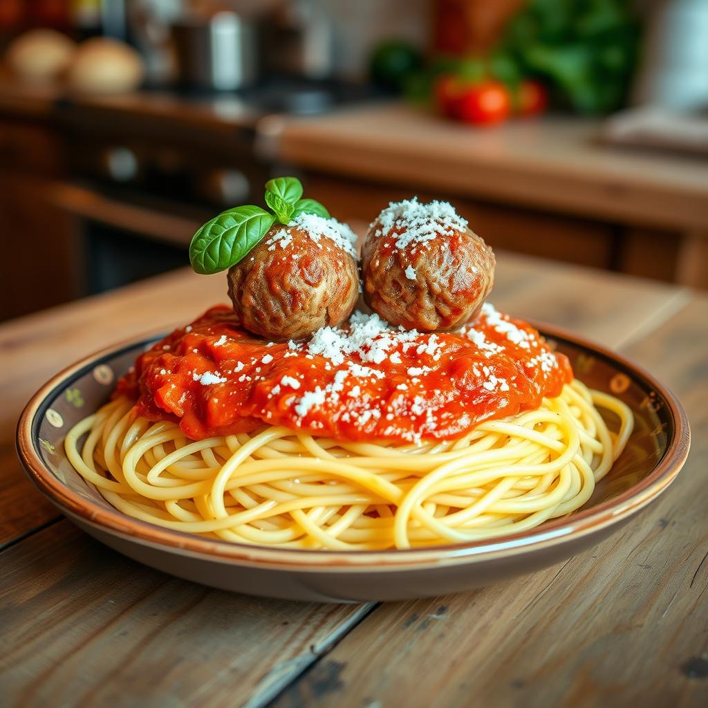 Pasta and Meatballs Dish