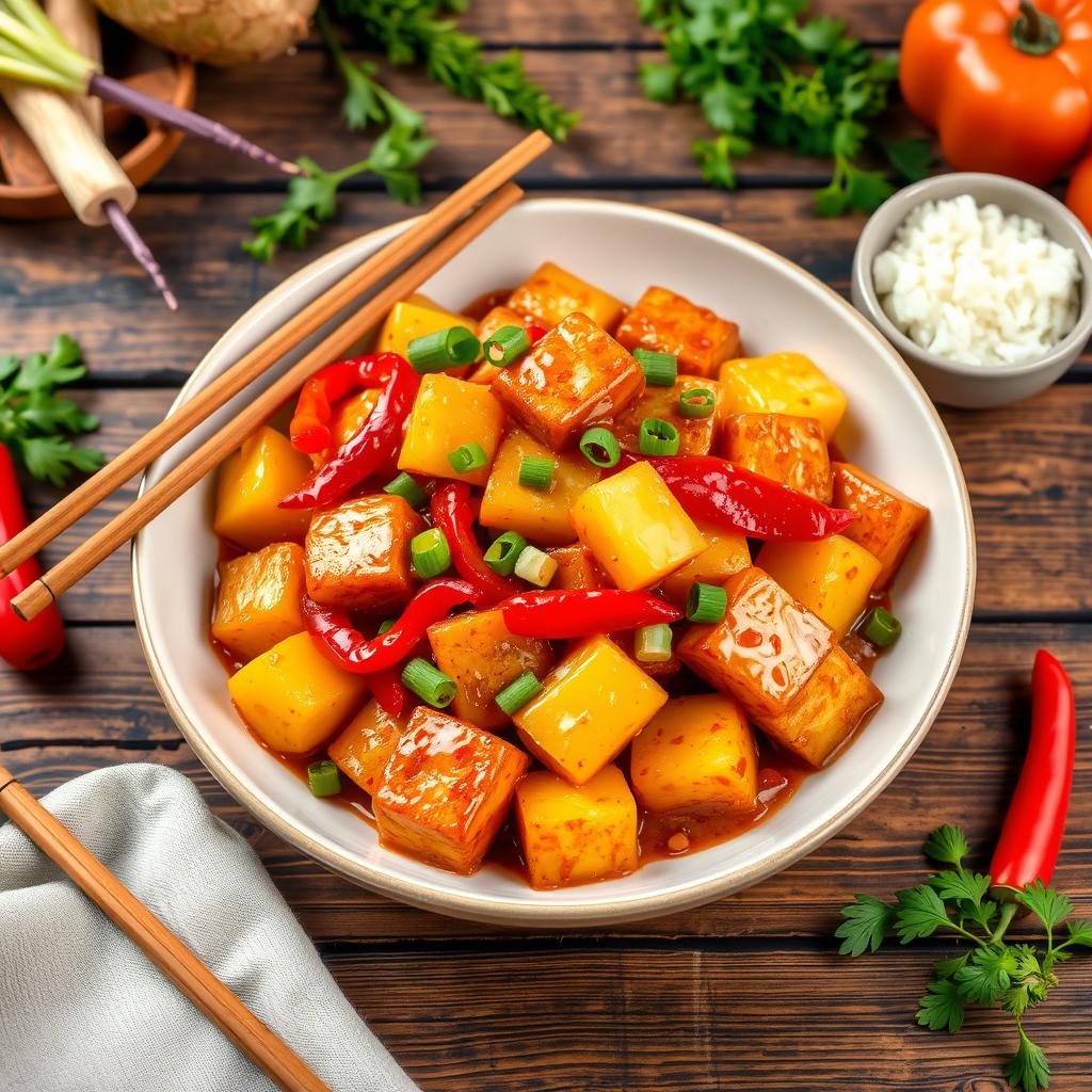 Sweet and Sour Tofu Traditional Dish