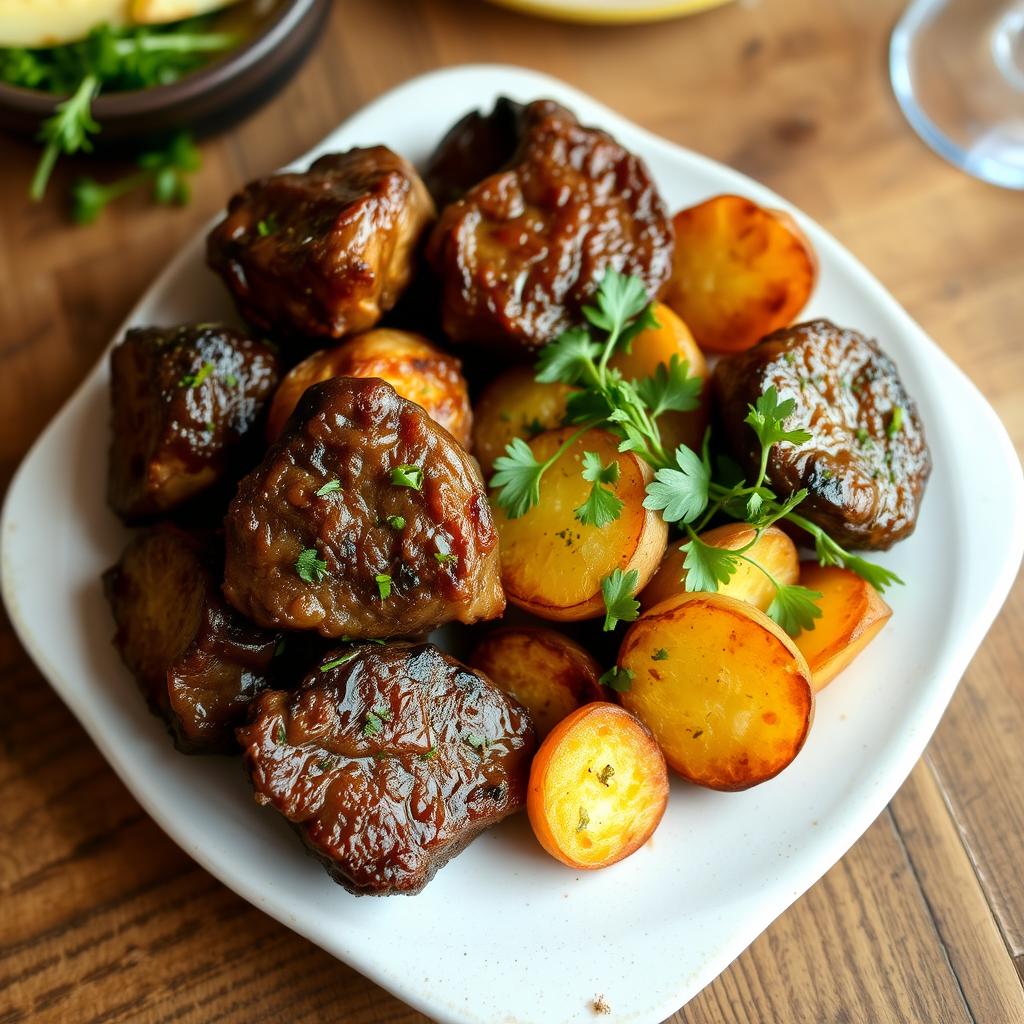 steak bites and potatoes